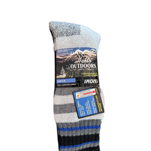 Men's IRONyte Casual Socks One Size Gray Black Striped 2 packs